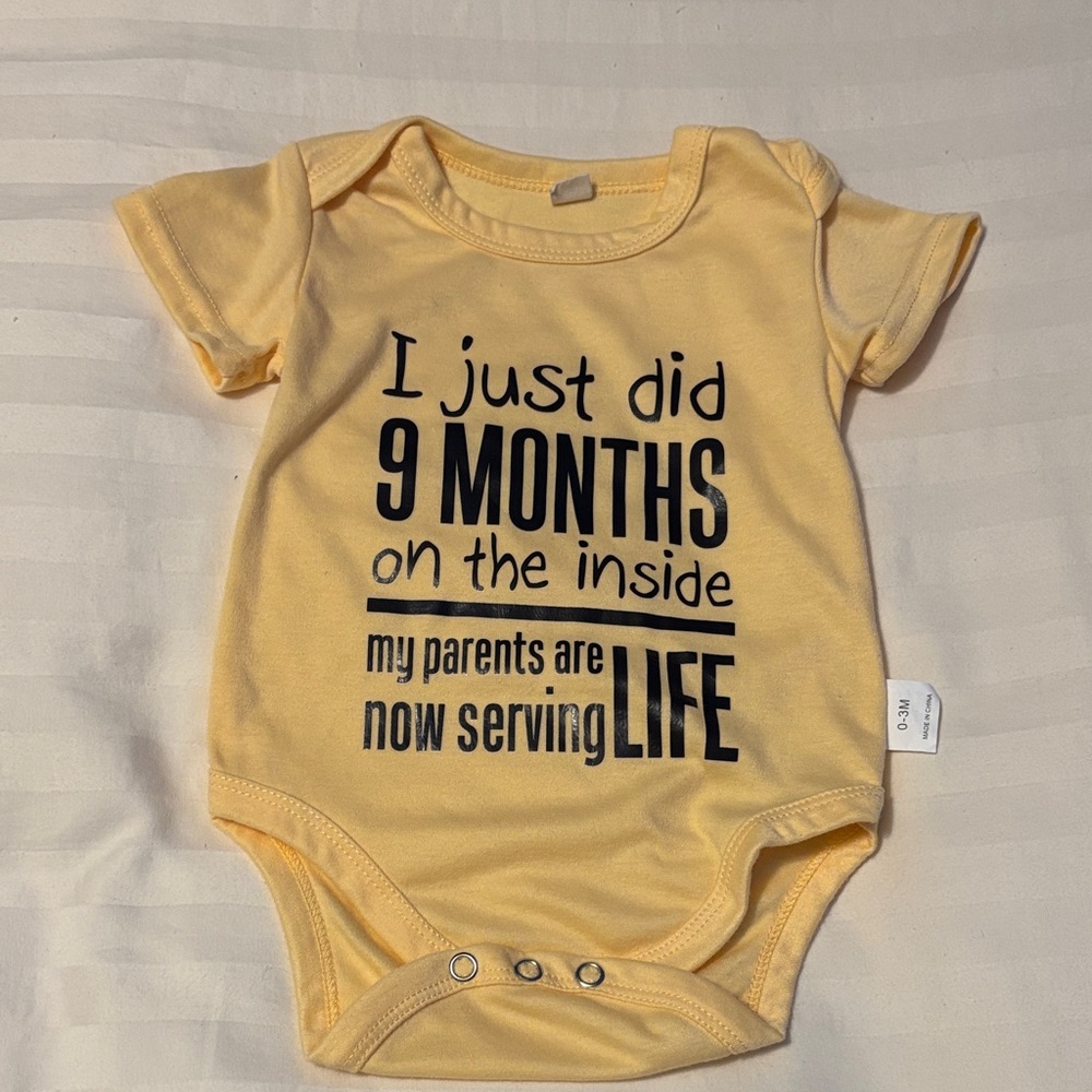 Yellow Baby Bodysuit with Fun Print